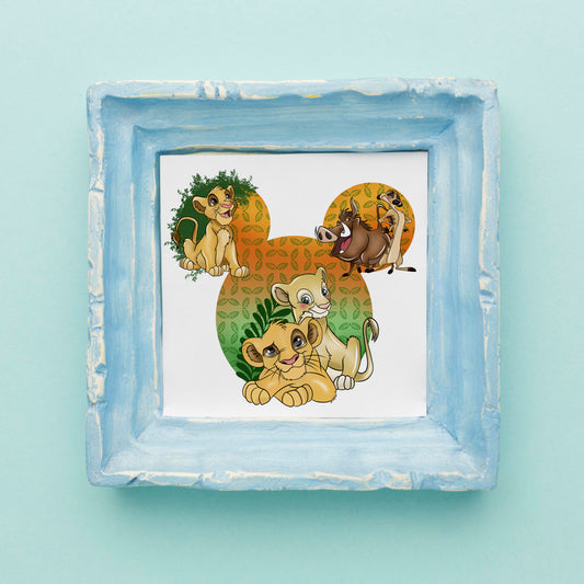 The Lion King Simba & Nala Mickey Head Print
