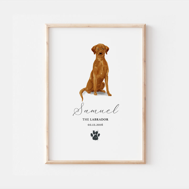 Personalised Red Fox Labrador Dog Watercolour Print