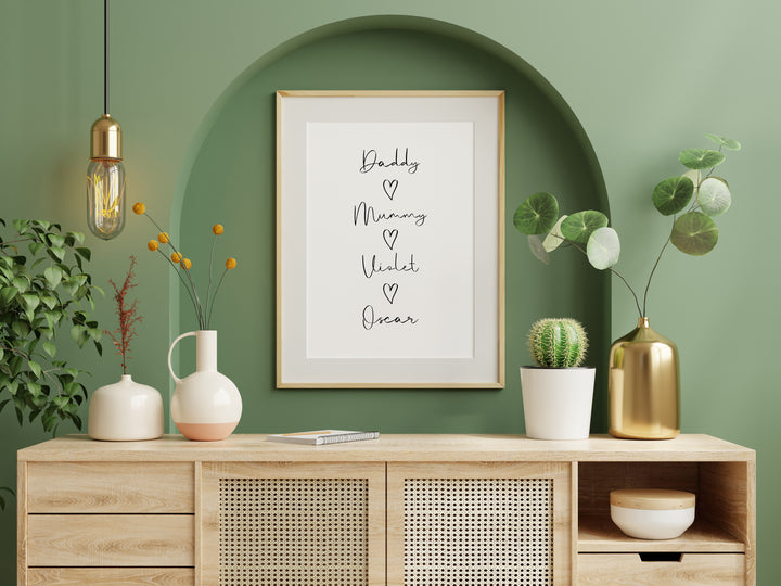 Personalised Our Family Heart Print