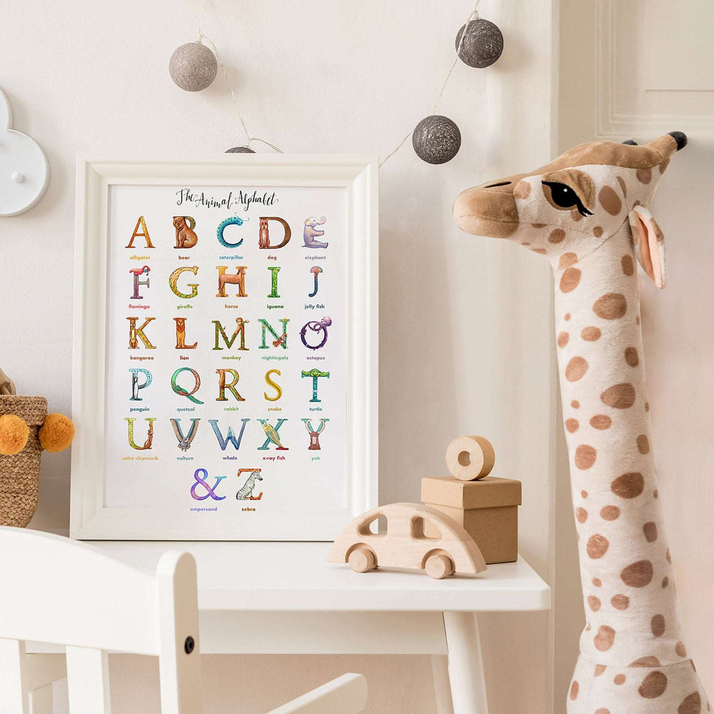 Kids Animal Alphabet Poster Print - Educational Children's Wall Art Nursery Decor