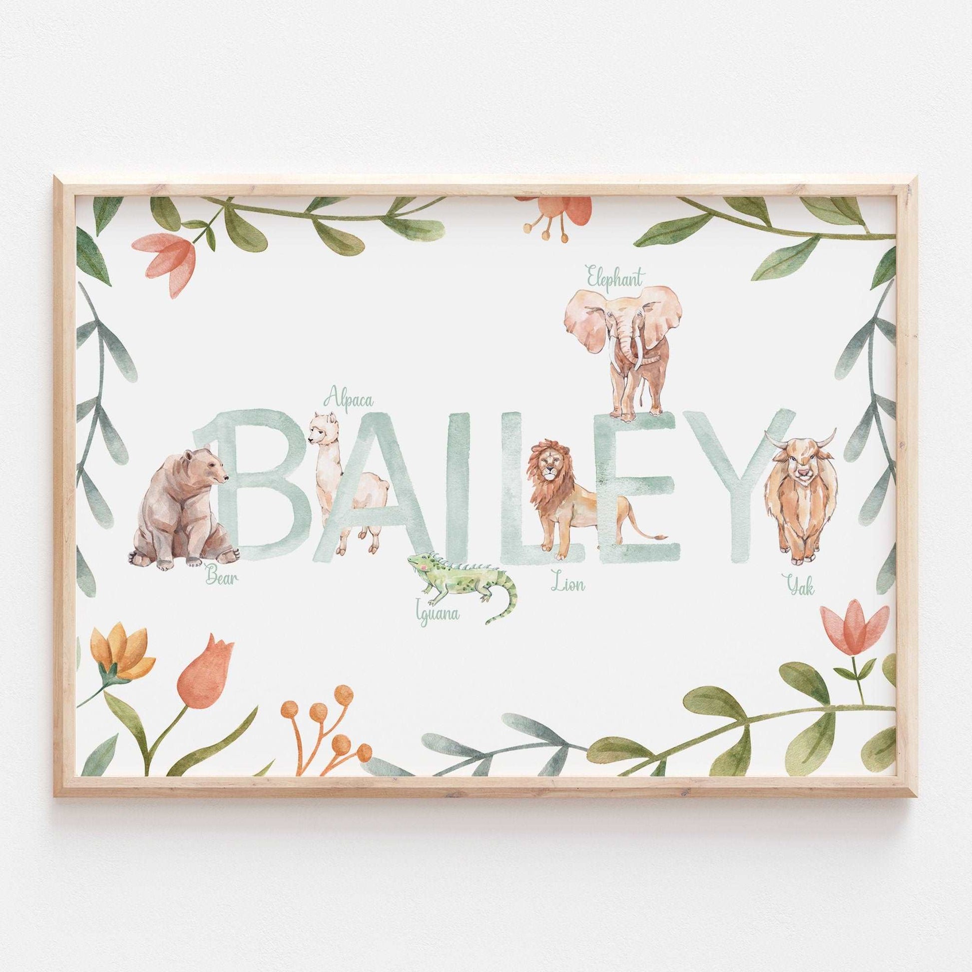 Personalised Animal Alphabet Name Print1