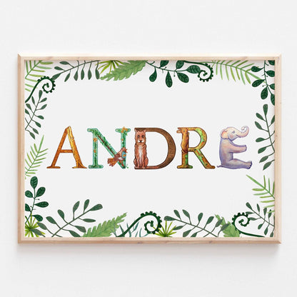 Personalised Animal Alphabet Print | Jungle Safari Kids Children Baby Nursery Wall Art Decor Posters Gift Birthday Name Day Art Gift Newborn