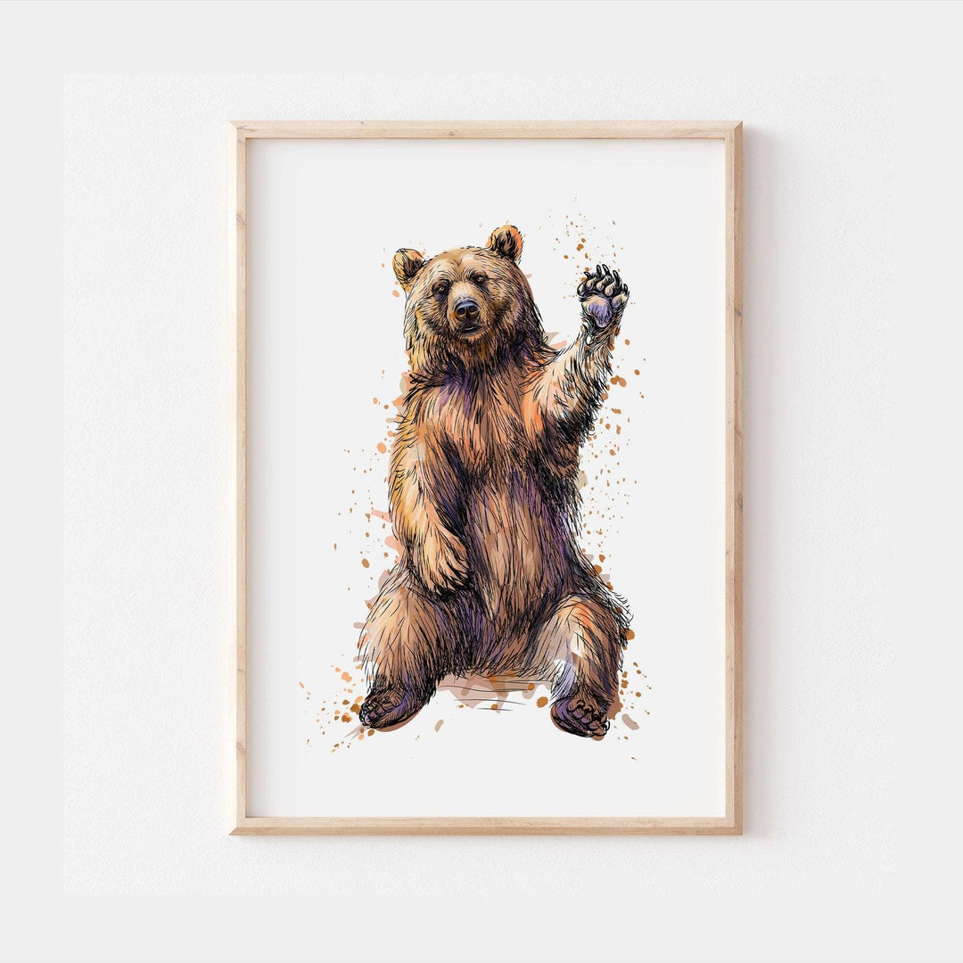 Brown Bear Kids Nursery Print Baby Bedroom Decor Posters Quote Explorer Scandi Nordic Style Typography Brother Bear Family Happy Newborn