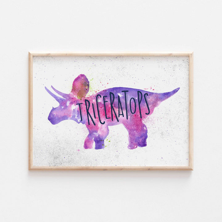 Jurassic Park Dinosaur Kids Nursery Print Baby Bedroom Decor Posters Prehistoric Triceratops Brachiosaurus Velociraptor Watercolour Theme