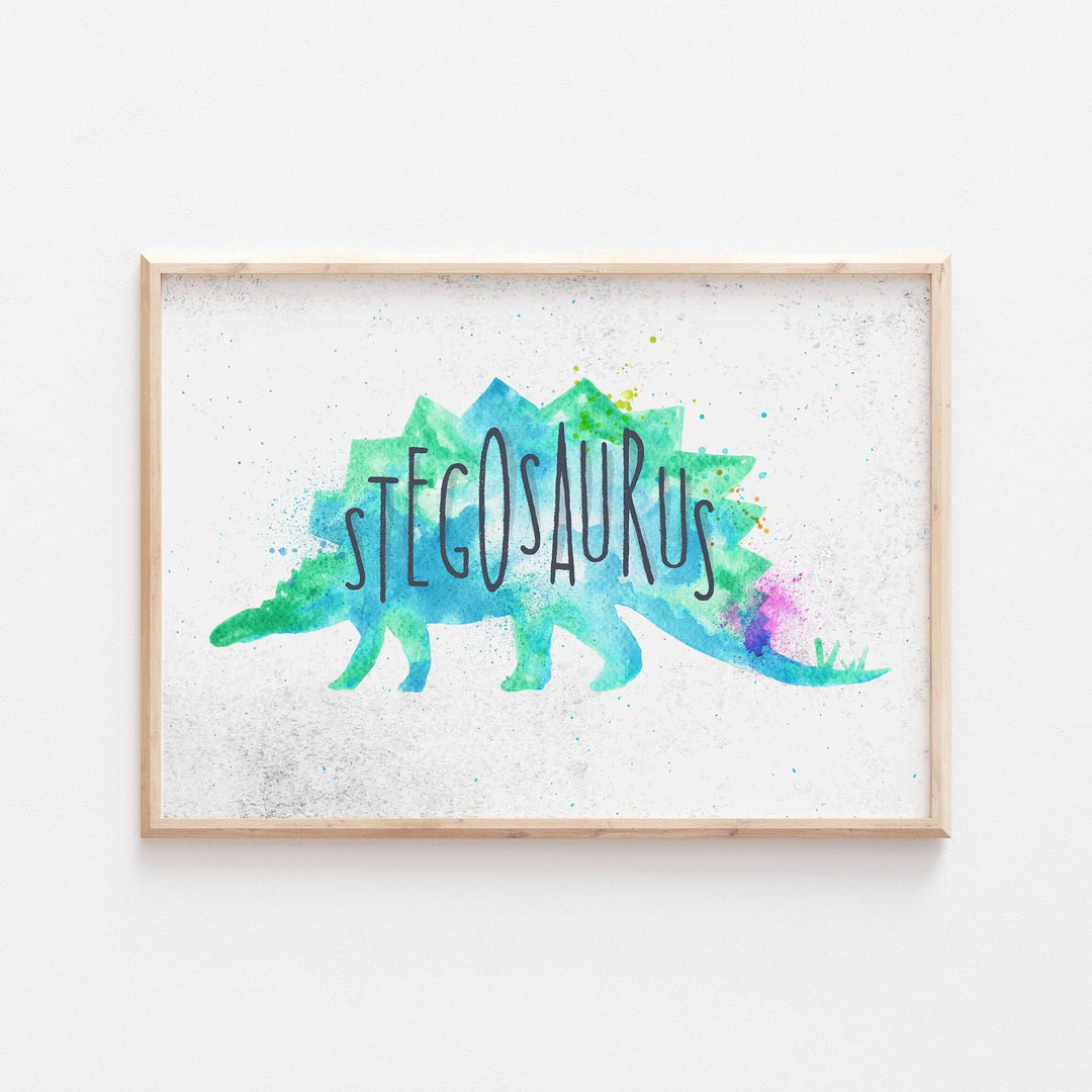 Jurassic Park Dinosaur Kids Nursery Print Baby Bedroom Decor Posters Prehistoric Triceratops Brachiosaurus Velociraptor Watercolour Theme