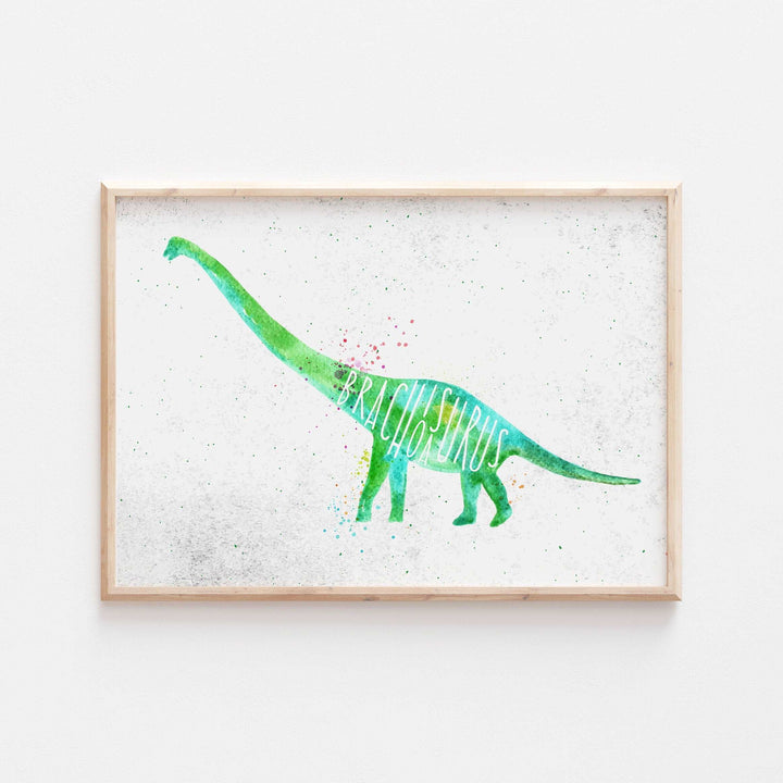 Jurassic Park Dinosaur Kids Nursery Print Baby Bedroom Decor Posters Prehistoric Triceratops Brachiosaurus Velociraptor Watercolour Theme