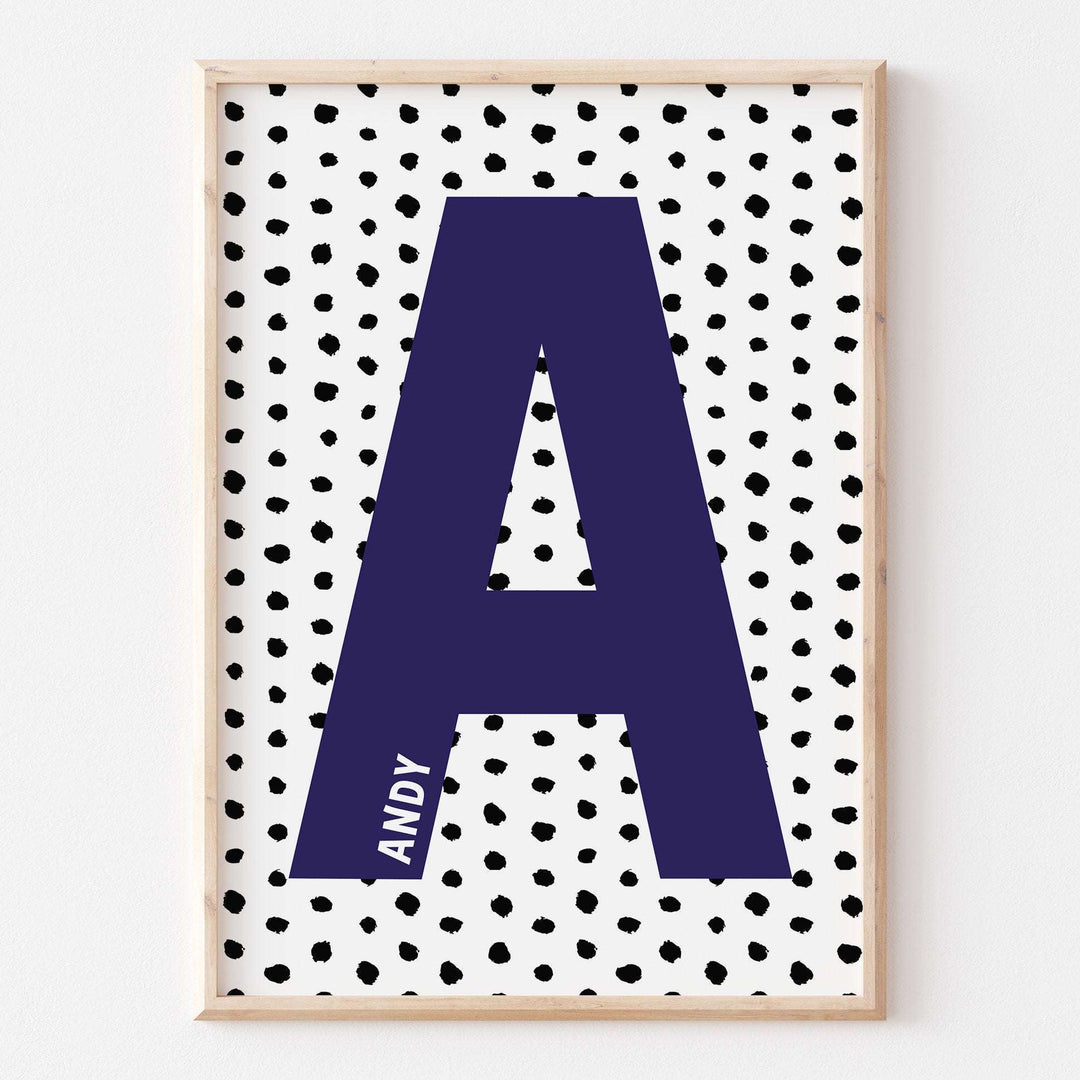 Personalised Polka Dot Name Print Scandi Children’s Nursery Wall Art Decor Educational Kids Newborn bedroom poster