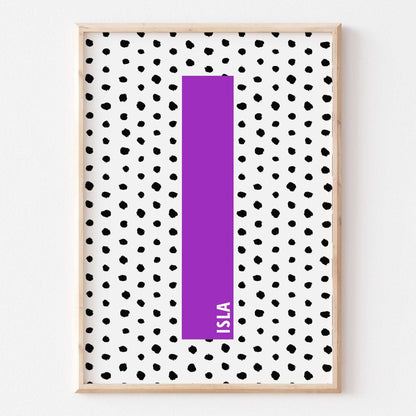 Personalised Polka Dot Name Print Scandi Children’s Nursery Wall Art Decor Educational Kids Newborn bedroom poster