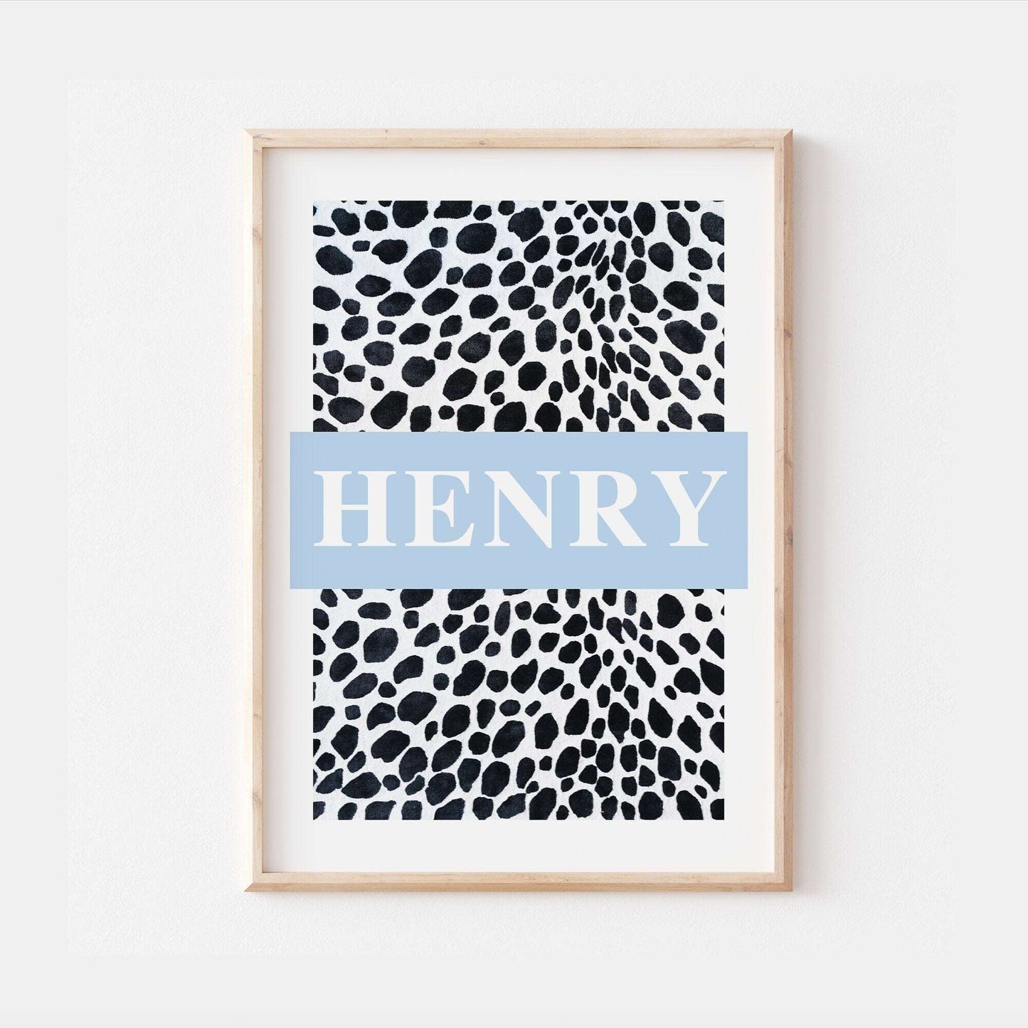 Personalised Polka Dot Dalmatian Spot Name Print Scandi Children’s Nursery Wall Art Decor Educational Kids Newborn bedroom poster