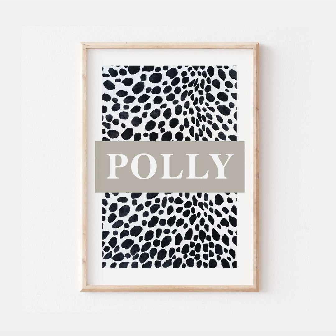 Personalised Polka Dot Dalmatian Spot Name Print Scandi Children’s Nursery Wall Art Decor Educational Kids Newborn bedroom poster