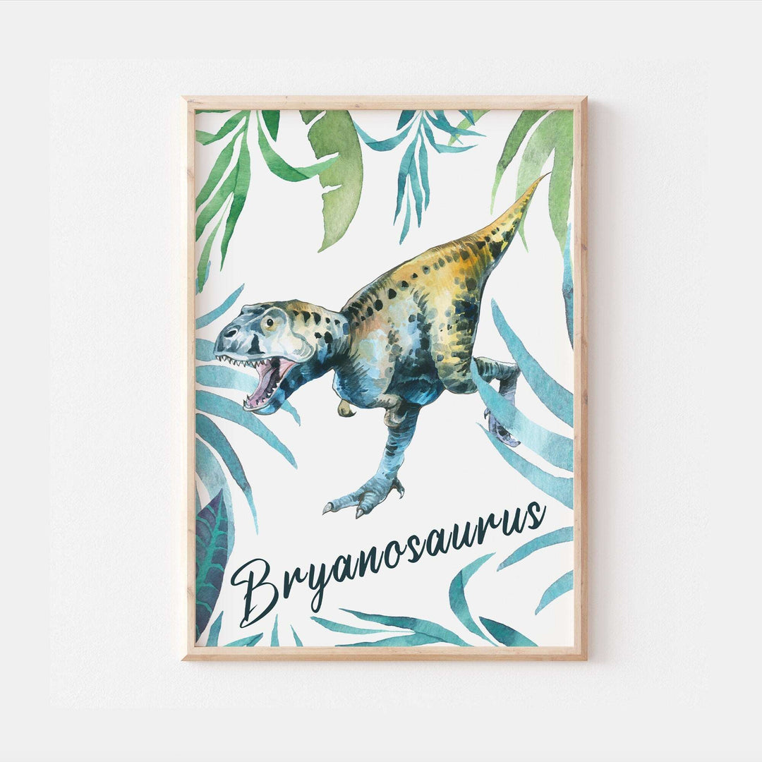 Personalised Dinosaur Name T Rex Print Jurassic World Park Children’s Nursery Wall Art Decor Educational Kids Newborn bedroom poster