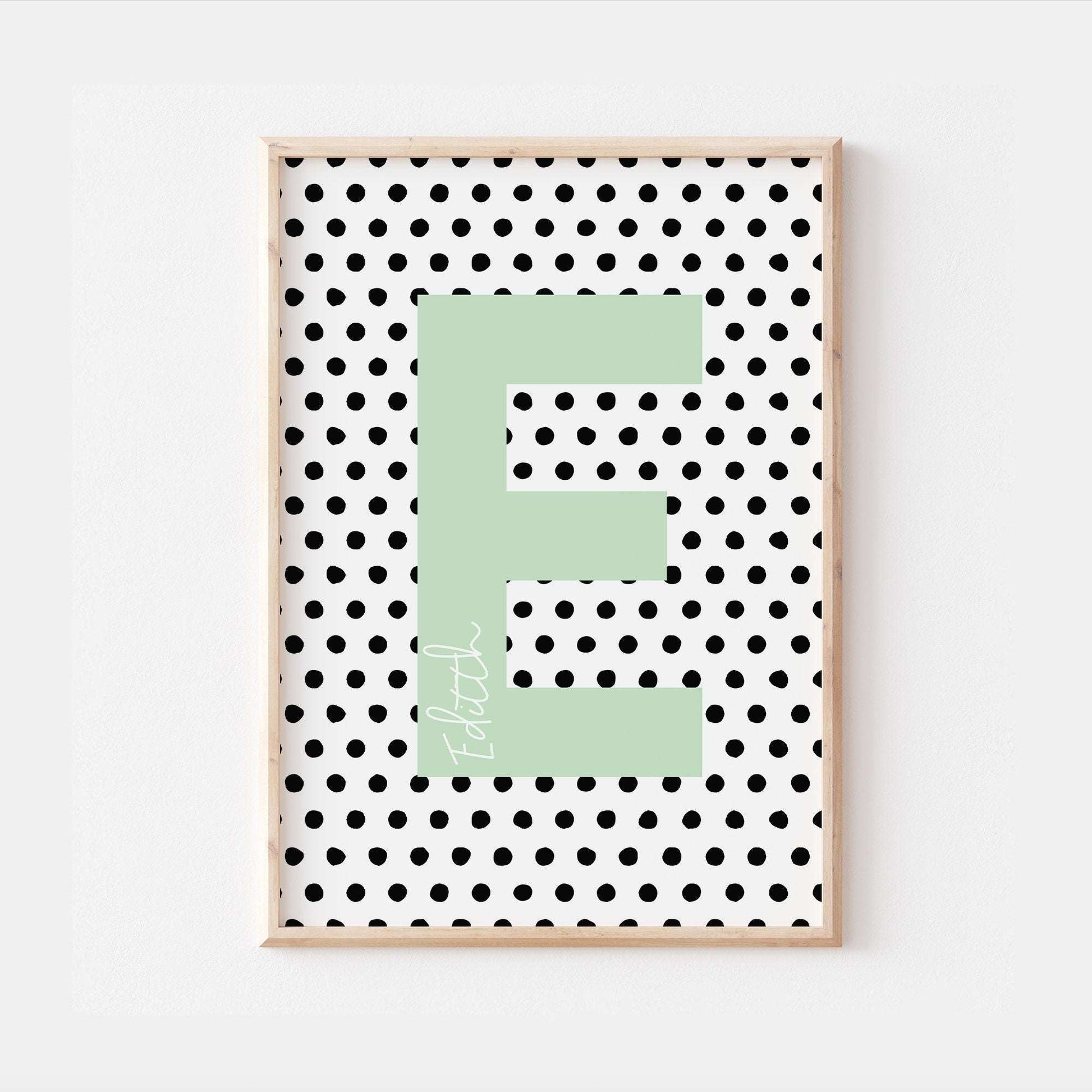 Pastel Personalised Polka Dot Name Print Scandi Children’s Nursery Wall Art Decor Educational Kids Newborn bedroom poster