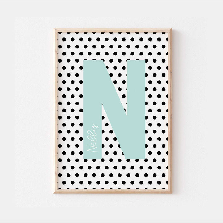 Pastel Personalised Polka Dot Name Print Scandi Children’s Nursery Wall Art Decor Educational Kids Newborn bedroom poster