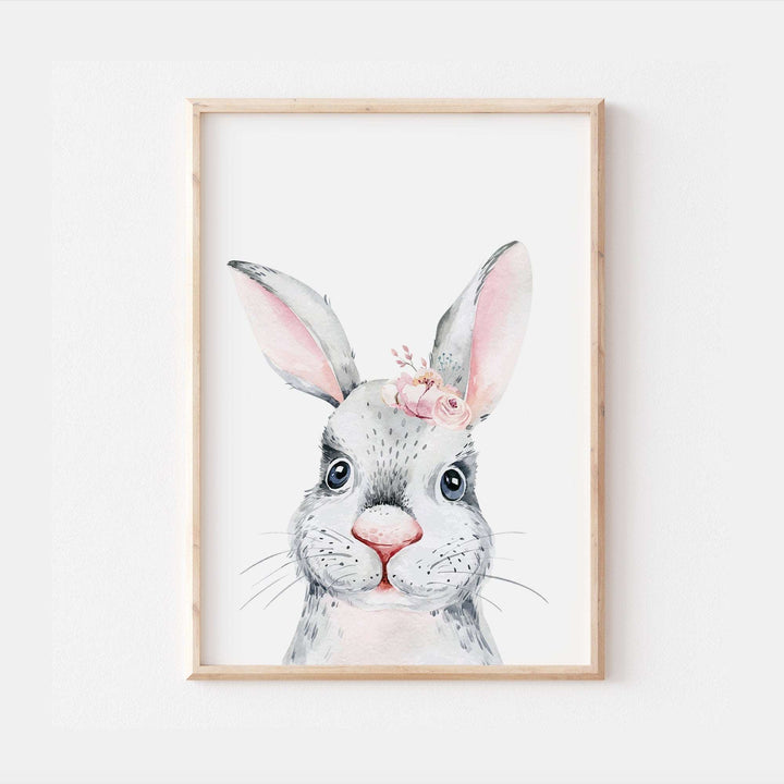 Boy & Girl Bunny | Farm Animals Watercolour Prints Kids Children's Baby Nursery Wall Art Decor Posters Cute Mothers Day Newborn Gift Bedroom