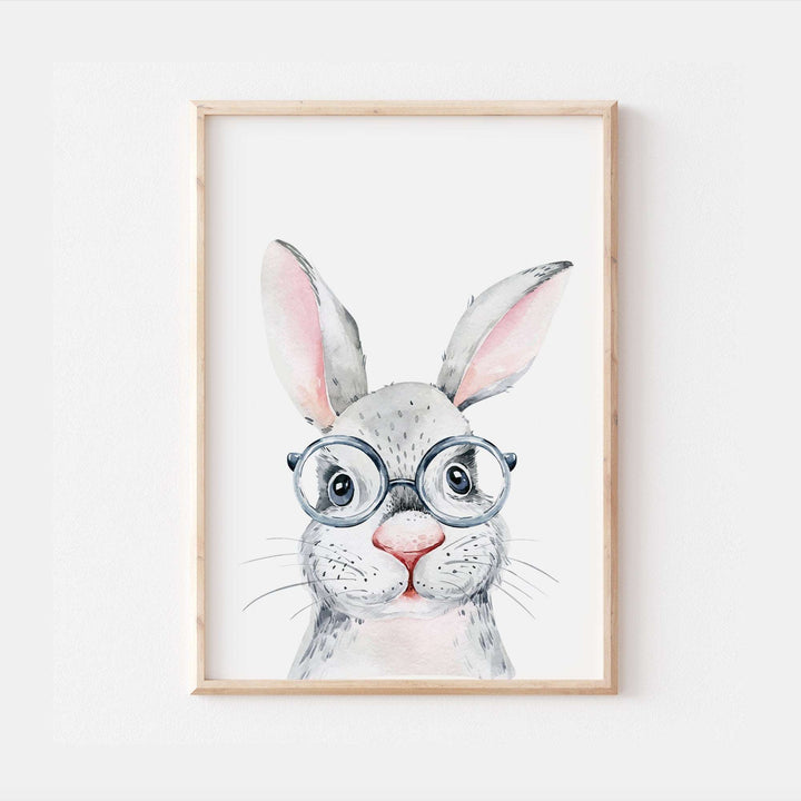 Boy & Girl Bunny | Farm Animals Watercolour Prints Kids Children's Baby Nursery Wall Art Decor Posters Cute Mothers Day Newborn Gift Bedroom