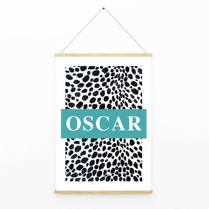 Personalised Polka Dot Dalmatian Spot Name Print Scandi Children’s Nursery Wall Art Decor Educational Kids Newborn bedroom poster