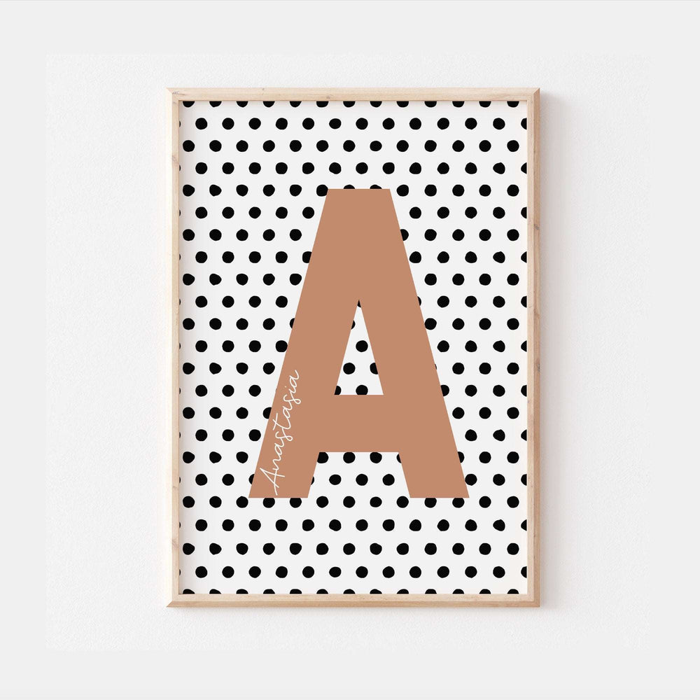 Personalised Polka Dot Name Print Scandi Children’s Nursery Wall Art Decor Educational Kids Newborn bedroom poster