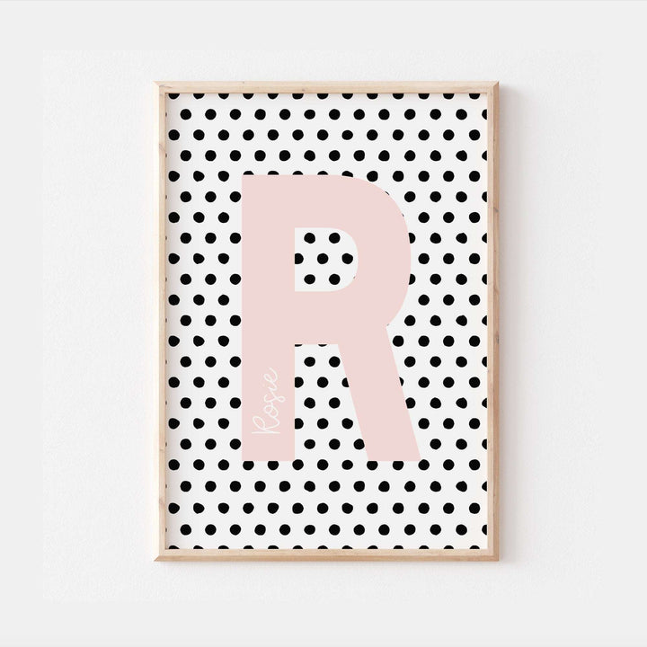 Pastel Personalised Polka Dot Name Print Scandi Children’s Nursery Wall Art Decor Educational Kids Newborn bedroom poster