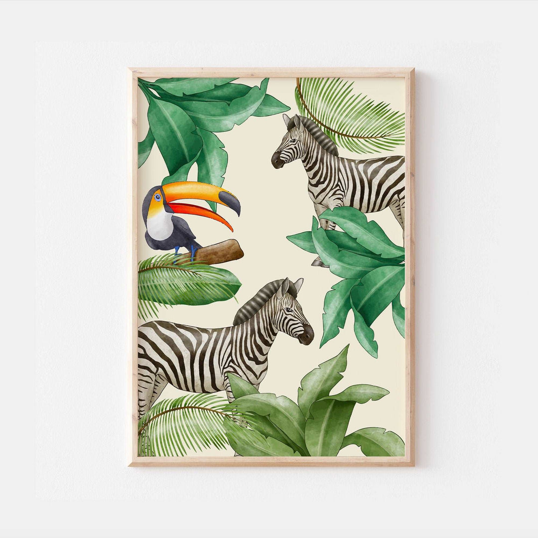 Exotic Jungle Print | Animals Rainforest Art Poster Safari Illustration African Decor Nursery Wall Art Children's Kids Bedroom Posters