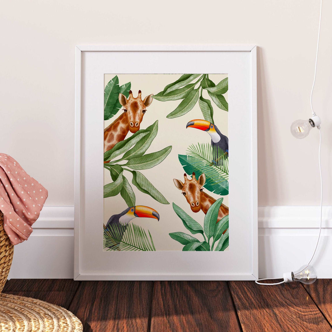 Exotic Jungle Print | Animals Rainforest Art Poster Safari Illustration African Decor Nursery Wall Art Children's Kids Bedroom Posters