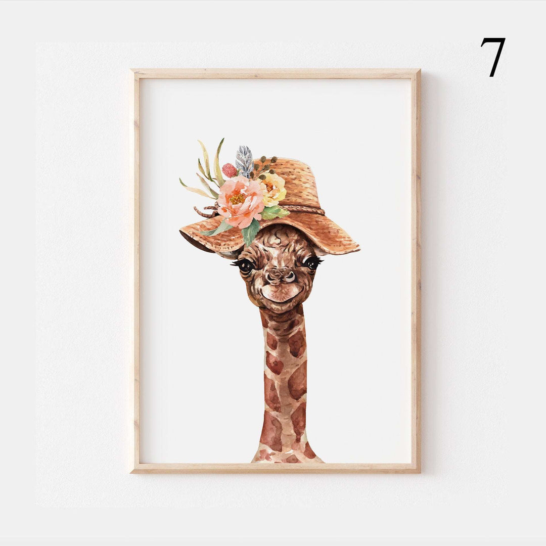 Giraffe Family | African Animals Jungle Safari Poster Children's Kids Baby Nursery Bedroom Wall Home Decor Prints Artwork Animals Theme