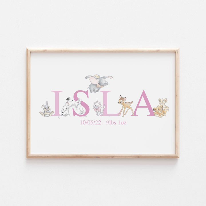 Disney Classics | Personalised Newborn Print Dumbo Lion King Pongo Disney Watercolour Bedroom Nursery Decor Baby Gift Mothers Day Pixar