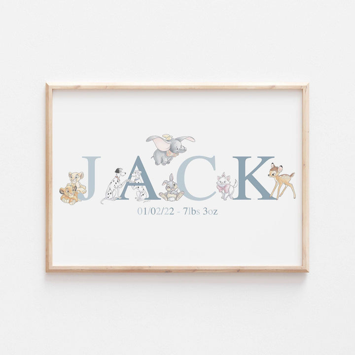 Disney Classics | Personalised Newborn Print Dumbo Lion King Pongo Disney Watercolour Bedroom Nursery Decor Baby Gift Mothers Day Pixar