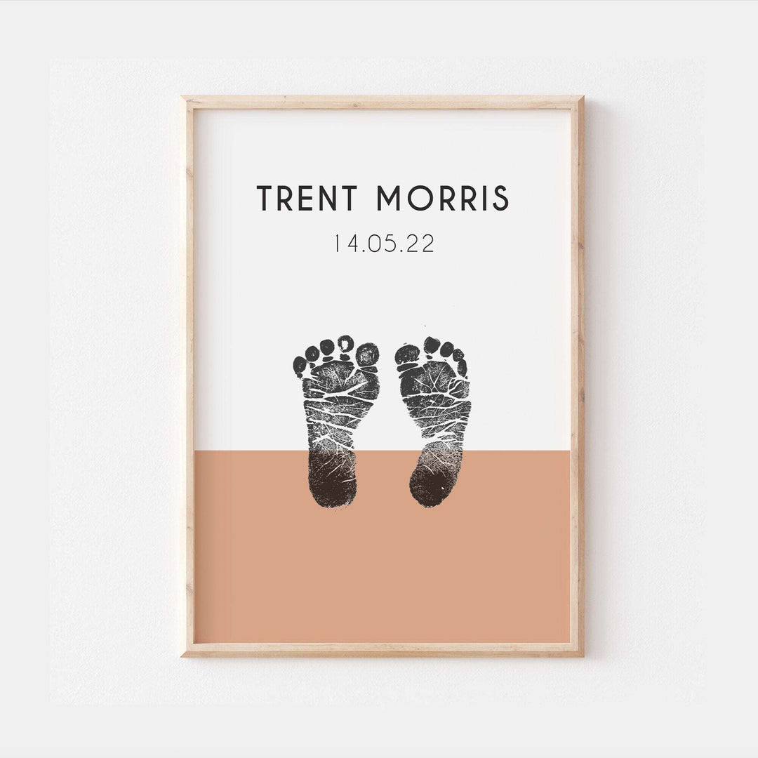 Personalised Footprints Print | Birth Art Wall Decor Nursery Print Bedroom Day Home Hanging Initial Name Art Watercolour Baby Kids Gift