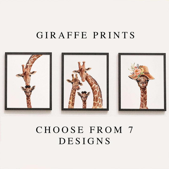 Giraffe Family | African Animals Jungle Safari Poster Children's Kids Baby Nursery Bedroom Wall Home Decor Prints Artwork Animals Theme