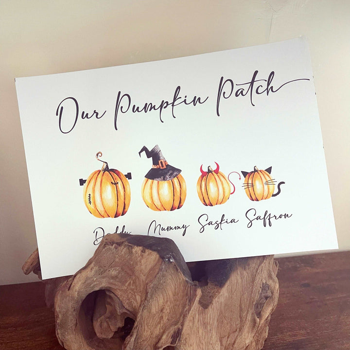 Personalised Pumpkin Patch Print | Halloween Autumn Decor Fall Mothers Day Gift Monsters Family Poster Kids Bedroom Nursery Wall Art