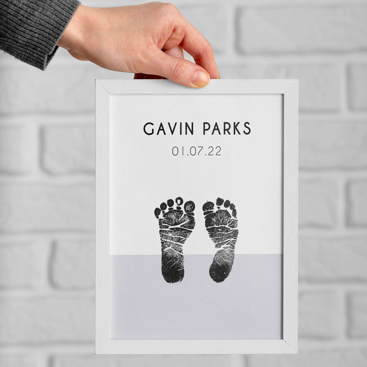 Personalised Footprints Print | Birth Art Wall Decor Nursery Print Bedroom Day Home Hanging Initial Name Art Watercolour Baby Kids Gift