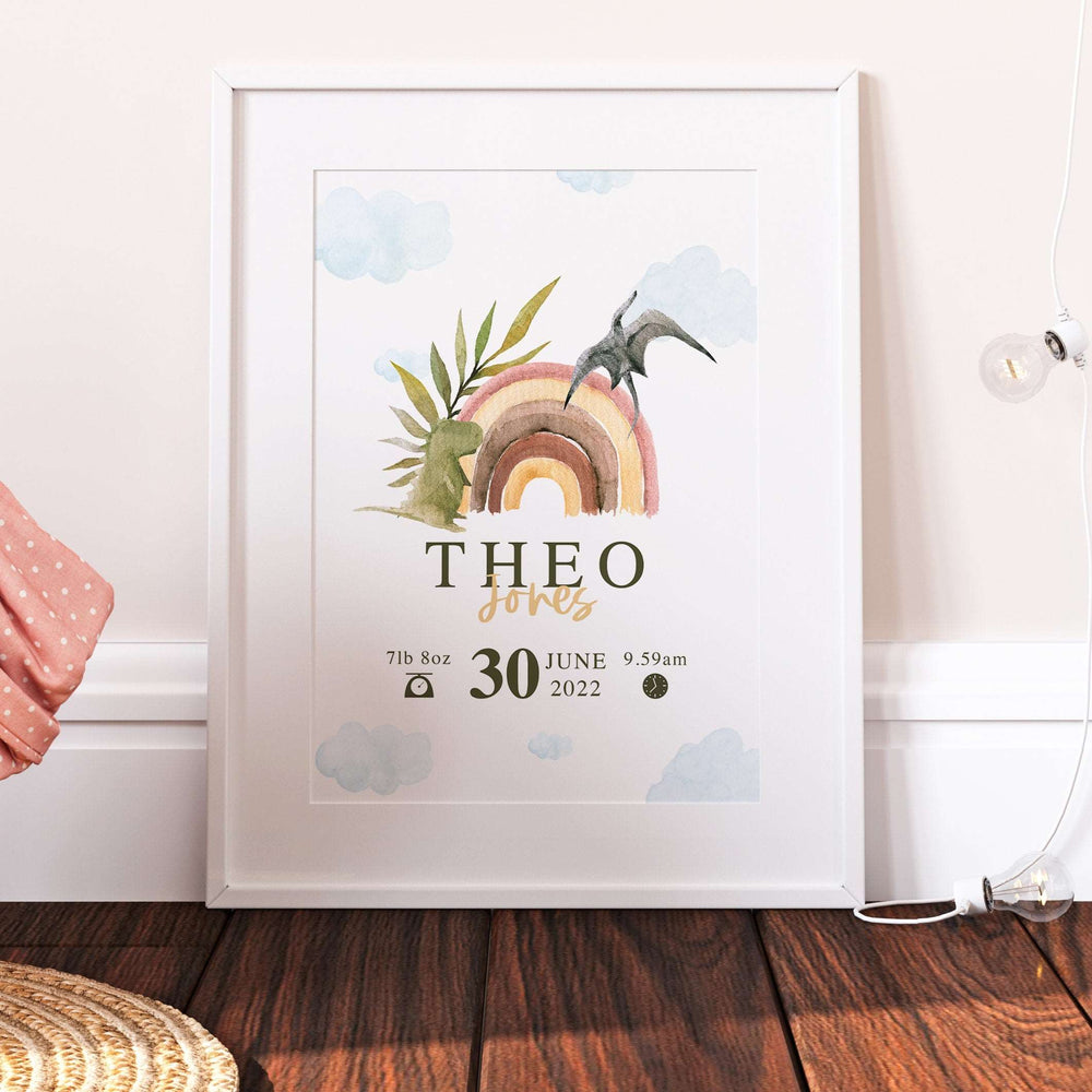 Personalised The Day You Were Born Dinosaur Trex Newborn Print Watercolour Bedroom Nursery Decor Baby Gift Poster Baby Shower Mothers Day