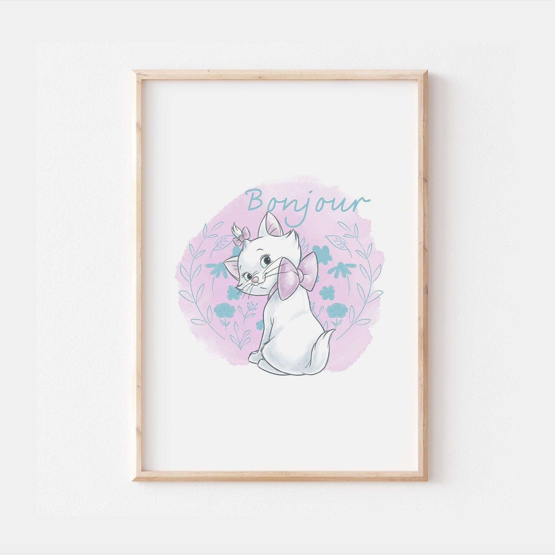 Marie Print | Aristocats | Quote Disney Movie Kids Bonjour Pixar Gift Shower Newborn Girl Children Babies Nursery Bedroom Art Wall Decor