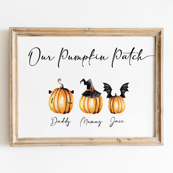 Personalised Pumpkin Patch Print | Halloween Autumn Decor Fall Mothers Day Gift Monsters Family Poster Kids Bedroom Nursery Wall Art