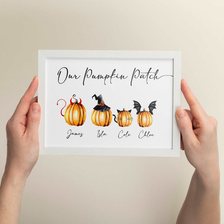 Personalised Pumpkin Patch Print | Halloween Autumn Decor Fall Mothers Day Gift Monsters Family Poster Kids Bedroom Nursery Wall Art