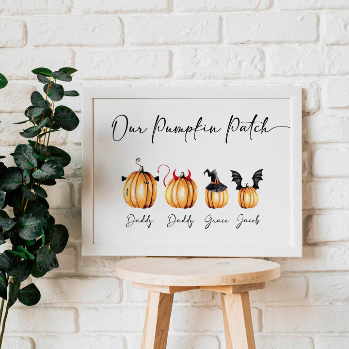 Personalised Pumpkin Patch Print | Halloween Autumn Decor Fall Mothers Day Gift Monsters Family Poster Kids Bedroom Nursery Wall Art