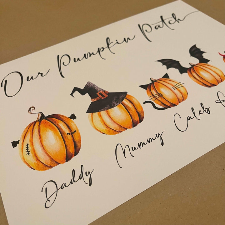 Personalised Pumpkin Patch Print | Halloween Autumn Decor Fall Mothers Day Gift Monsters Family Poster Kids Bedroom Nursery Wall Art