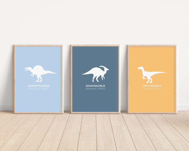 Personalised Dinosaur Print | Baby Gift Bedroom Print Kids Children Nursery Poster Art Wall Trex Stegosaurus Triceratops Jurassic Decor