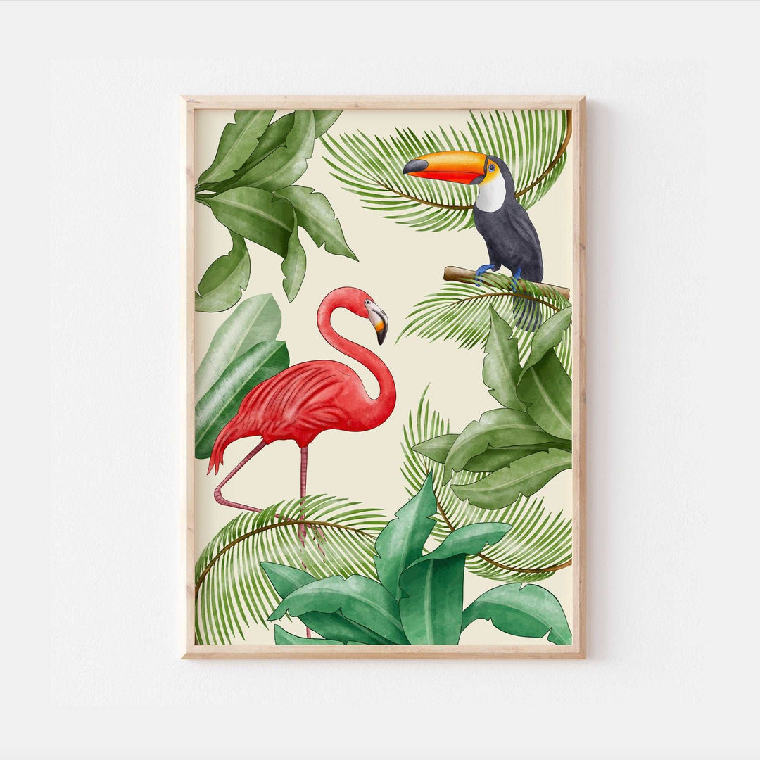 Exotic Jungle Print | Animals Rainforest Art Poster Safari Illustration African Decor Nursery Wall Art Children's Kids Bedroom Posters