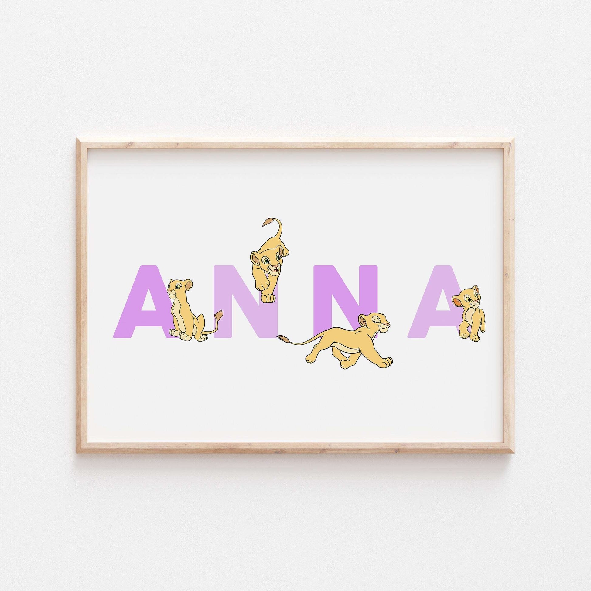 Nala | Personalised Disney Simba Nala Pixar Lion King Print | Bedroom Quote Print Kids Children Babies Nursery Bedroom Art Wall Decor