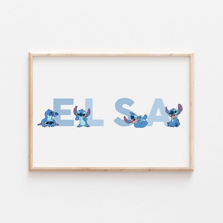 Lilo & Stitch Personalised Print | Lilo Stitch Alien Monster Hawaii Bedroom Kids Children Nursery Bedroom Art Wall Disney Pixar