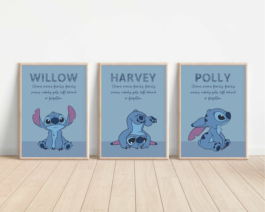 Lilo & Stitch Personalised Print | Lilo Stitch Alien Monster Hawaii Bedroom Kids Children Nursery Bedroom Art Wall Disney Pixar