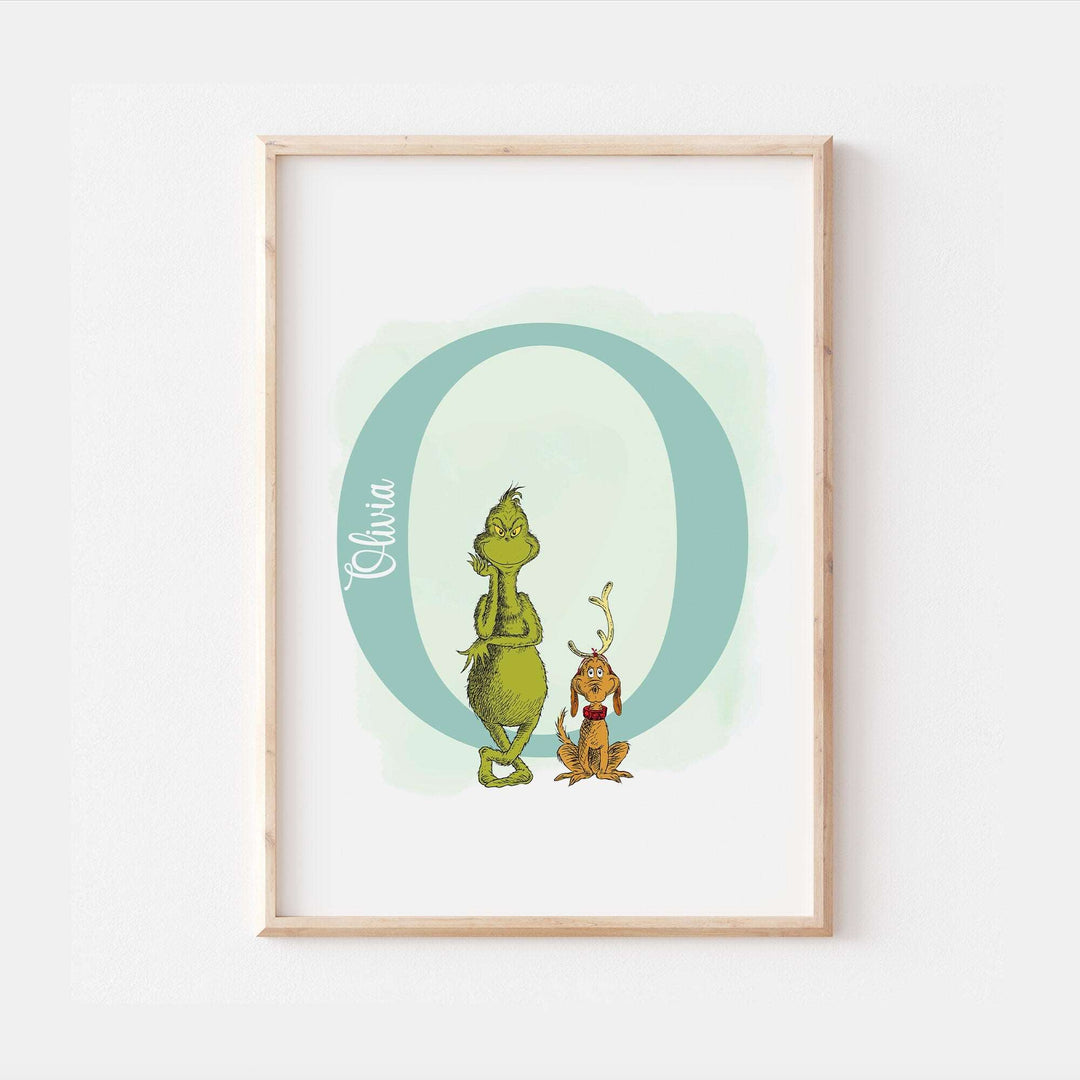 Personalised The Grinch & Max Print | Dr Seuss Christmas Pixar Disney Movie Kids Children Babies Nursery Bedroom Art Wall Decor Poster