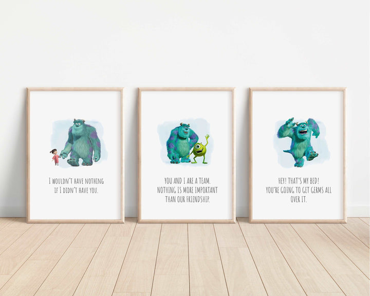 Monsters Inc Quotes | Sulley Roz Boo Mike Disney Randall Print Kids Children Babies Nursery Bedroom Art Wall Decor Kitty University