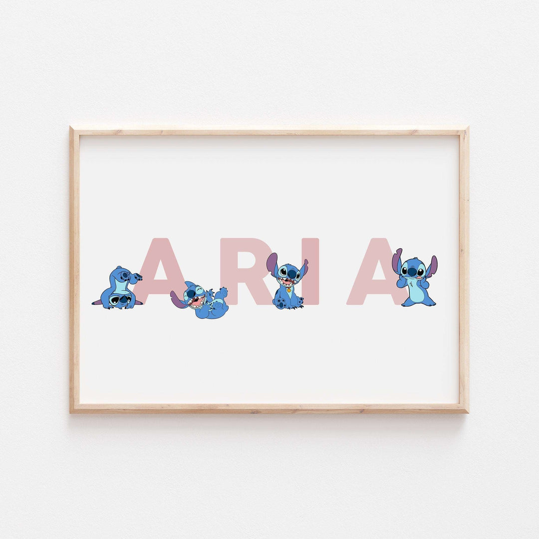 Lilo & Stitch Personalised Print | Lilo Stitch Alien Monster Hawaii Bedroom Kids Children Nursery Bedroom Art Wall Disney Pixar