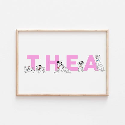 101 Dalmatian Personalised Print |Pongo Perdita Patch Spot Lucky Bedroom Kids Children Nursery Bedroom Art Wall Disney Pixar