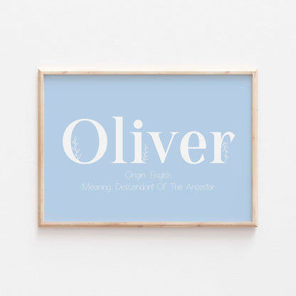 Personalised Name Meaning Print | Origin Children’s Nursery Wall Art Decor Gift Educational Kids Newborn bedroom poster
