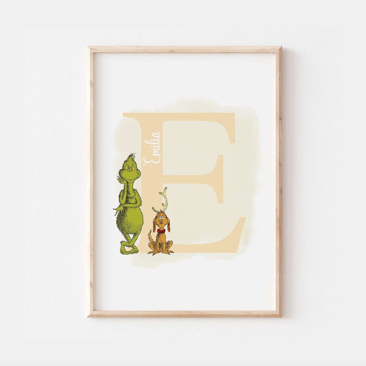 Personalised The Grinch & Max Print | Dr Seuss Christmas Pixar Disney Movie Kids Children Babies Nursery Bedroom Art Wall Decor Poster