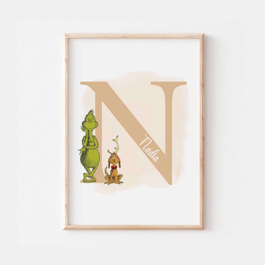 Personalised The Grinch & Max Print | Dr Seuss Christmas Pixar Disney Movie Kids Children Babies Nursery Bedroom Art Wall Decor Poster