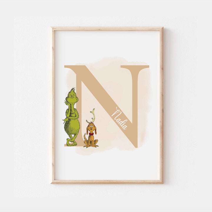 Personalised The Grinch & Max Print | Dr Seuss Christmas Pixar Disney Movie Kids Children Babies Nursery Bedroom Art Wall Decor Poster